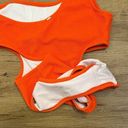 Victoria's Secret  Womens Orange Crinkle One Shoulder One Piece Swimsuit Large Photo 3