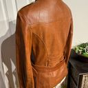Vera Pelle Lory  ITALIAN BEAUTIFUL GENUINE LEATHER  BELTED JACKET , MADE WITH SOFT LAMBSKIN ! COLOR : BROWN DISTRESSED motorcycle Sz 42 Cognac Solofra Italy Photo 4