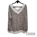 White Birch  animal print v neck long sleeve top size XL Photo 1