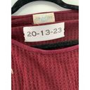 Jun & Ivy  Shirt Womens XX Small Maroon Red Floral Embroidered Long Sleeve Knit Photo 2