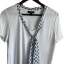 Jason Wu  Women Top V-Neck Short Sleeve Pattern Tie Collar Pullover M White Photo 9