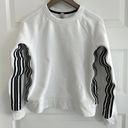 Athleta Stripe Crew Sweatshirt White Black Size XS Photo 1