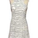 Rebecca Taylor  Gray White Zebra Print Pleated Flounce Hem Mini Dress Size 2 Photo 0