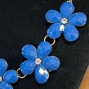 Vintage Blue  flower rhinestone accent necklace with matching earrings Photo 1