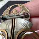 Hand Crafted Metal Scarab Style Winged Beetle Bronze And Silver Tone Brooch Pin Gold Photo 7