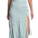 Free People Blue Satin Midi Skirt Photo 0