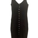 ee:some  Sleeveless Button Front Ribbed Knit Midi Tank Bodycon Dress Black Sz M Photo 0