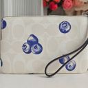 Coach NWT  Corner Zip Wristlet In Signature Canvas With Blueberry Print CR817 $88 Photo 2