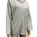 Iridium Reverse Striped Lightweight Pima Cotton Patch Pocket Hoodie Peru Size M Gray Size M Photo 0