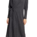 Caslon New  Cozy Knit Long Sleeve Wrap Dress Side Tie Midi Charcoal Grey Photo 0