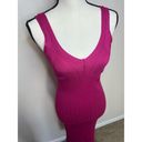 Olive & Oak  Tank Dress Fuchsia Women’s Medium Bodycon Midi length Ribbed Split Photo 6