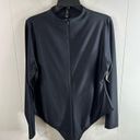 SKIMS  ZIP FRONT LONG SLEEVE ONE PIECE SWIMSUIT in Onyx Size 4XL Photo 4