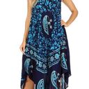 The Moon Sakkas and Stars Batik Caftan Tank Dress / Cover Up in Shades of Blue Photo 1
