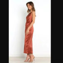 Petal and Pup  Luella Rust Satin One Shoulder Maxi Dress 6 Photo 3