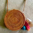 HANDCRAFTED IN VIETNAM WOVEN RATTAN GENUINE LEATHER CIRCLE PATTERN CROSSBODY BAG Photo 0