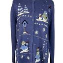 Croft & Barrow  X-Large Cardigan Sweater Snowmen Winter Snowflakes Crew Neck Blue Photo 0