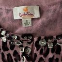 Quacker Factory Sweater, The  Womens Purple Animal Print Cardigan Bling Button Up Photo 5