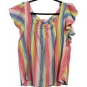 Draper James  RSVP Women's Pastel Striped Flutter Sleeve Top XXL Photo 0