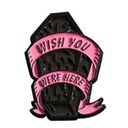 Wish NWT ‘ You Were Here’ Black and Pink Coffin Enamel Lapel Pin, Super Cute! Photo 0