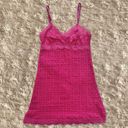 Forever 21 Vtg Y2K XXI Hot Pink Lace Babydoll Sheer Cami S Small Vintage Photo 0