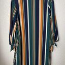 Entro  Womens Long Sleeve Dress Size Small Green Stripe V Neck Retro Fall Colors Photo 6