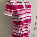 Tommy Hilfiger  medium v-neck pink/magenta striped polo shirt Photo 3