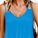 Zeagoo Double Spaghetti Strap Tunic Length Swing Style Cami, Size Medium, Blue Photo 7