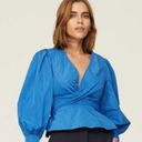 Veronica Beard Rent the runway sz 6  blue seema puff sleeve v neck blouse tie Photo 0