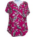 Christopher & Banks  Women's Pink & White Floral V- Neck Blouse Shirt Size Small Photo 0