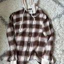 American Eagle Flannel Hooded Button Up Brown Photo 0