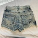 EXPRESS  Women sz 4 Acid Wash Demin 2” Short Raw Hem Mid Rise Stretch 80s Grunge Photo 5