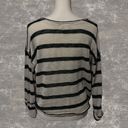 Treasure & Bond  | Lightweight Raw Hem Cream & Black Striped Pullover Sweater M Photo 4