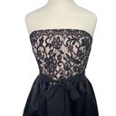 Shoshanna  Lace Satin Fit & Flare Mini Dress Strapless Black Ivory Womens 10 Photo 3