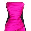 David's Bridal  Y2K Hot Pink Satin Strapless Prom Dress Black Lace Pleated Size 2 Photo 6