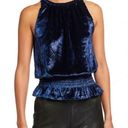 Ramy Brook  Blue Shimmer Velvet Blouse Photo 0