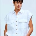 Madewell Womens White Flap-Pocket Button-Up Shirt in 100% Linen Photo 0