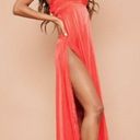 Pretty Little Thing  Red Extreme Slit Strappy Back Maxi Dress Photo 2