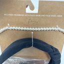 Berry Knotted Headband, Patterned Mask, and Pearl Mask Chain, Brand New Black Photo 4