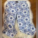 Talbots  Heritage Crop Pants Blue Porcelain Mosaic‎ Womens Sz. 8 Photo 1