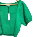 The Moon Day +  Green ribbed square neck puff sleeve sweater size Medium NEW Photo 1