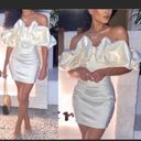 House Of CB  'Selena' Ivory Satin Ruffle Strapless Dress size medium NWOT Photo 13