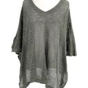 J.Jill  Linen Blend Relaxed Knit Poncho Crochet Sweater Olive Green One Size Photo 0