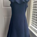 She & Sky  Navy Cotton Waffle Textured Ruffled A-Line Sleeveless Midi Dress Photo 0