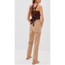 Pilcro  Anthropologie Brown Ultra High Rise Relaxed Pull On Jeans Tie Waist Small Photo 1