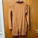 SKIMS NEW  All-In-One Long Sleeve Mid Thigh Onesie Bodysuit Caramel Large L NWT Photo 2