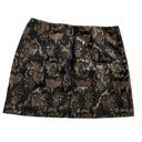 Bebe  Skirt Womens 10 Black Metallic Gold Lace Print Mini A Line Zip Cotton Blend Photo 0