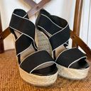 Candie's  black and white strap wedge espadrilles size 6 Photo 2