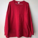 J. Jill Sweater Womens XL Red Crew Neck Pullover Pockets Long Sleeve Relaxed Fit Photo 0