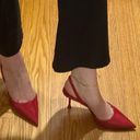 ZARA Red Leather Slingback Heels Photo 5