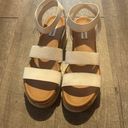 Steve Madden  Womens Bandi Sandal Size 9.5 White Cork-wrapped wedge heel Photo 1